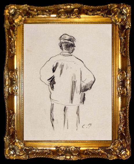 framed  Camille Pissarro Rear View for a man in a smock, ta009-2